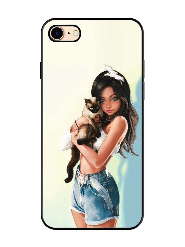 iPhone 8 Cute Girl with Cat