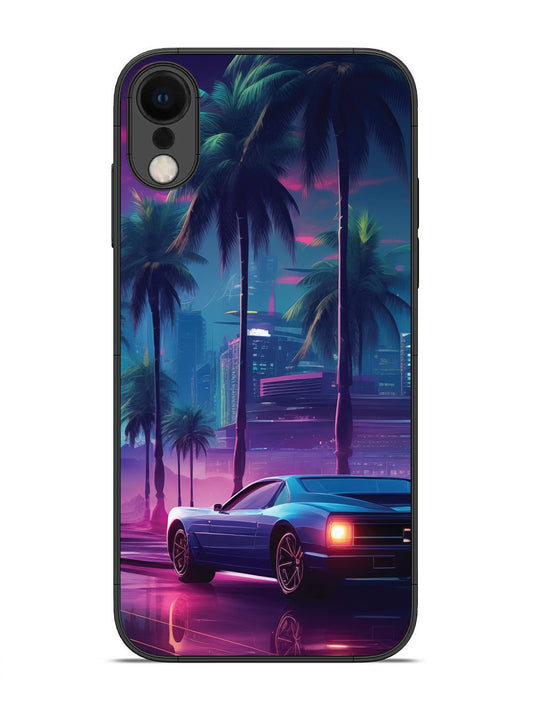 iPhone XR sunset-sports-car-city-palm-trees