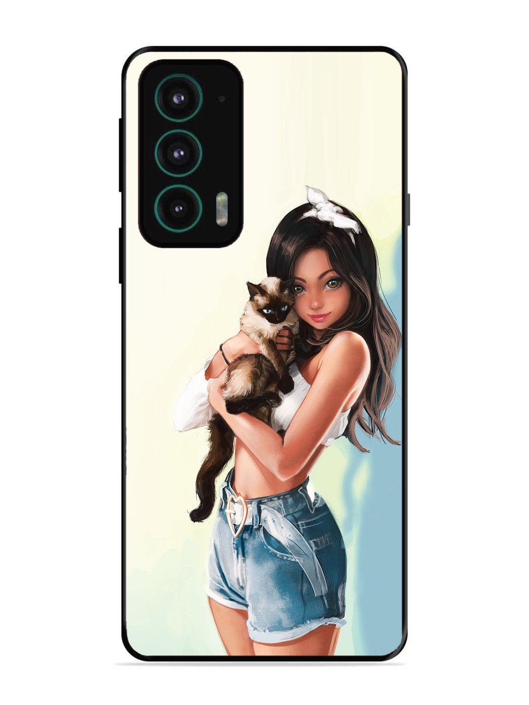 Motorola Edge 20 Cute Girl with Cat