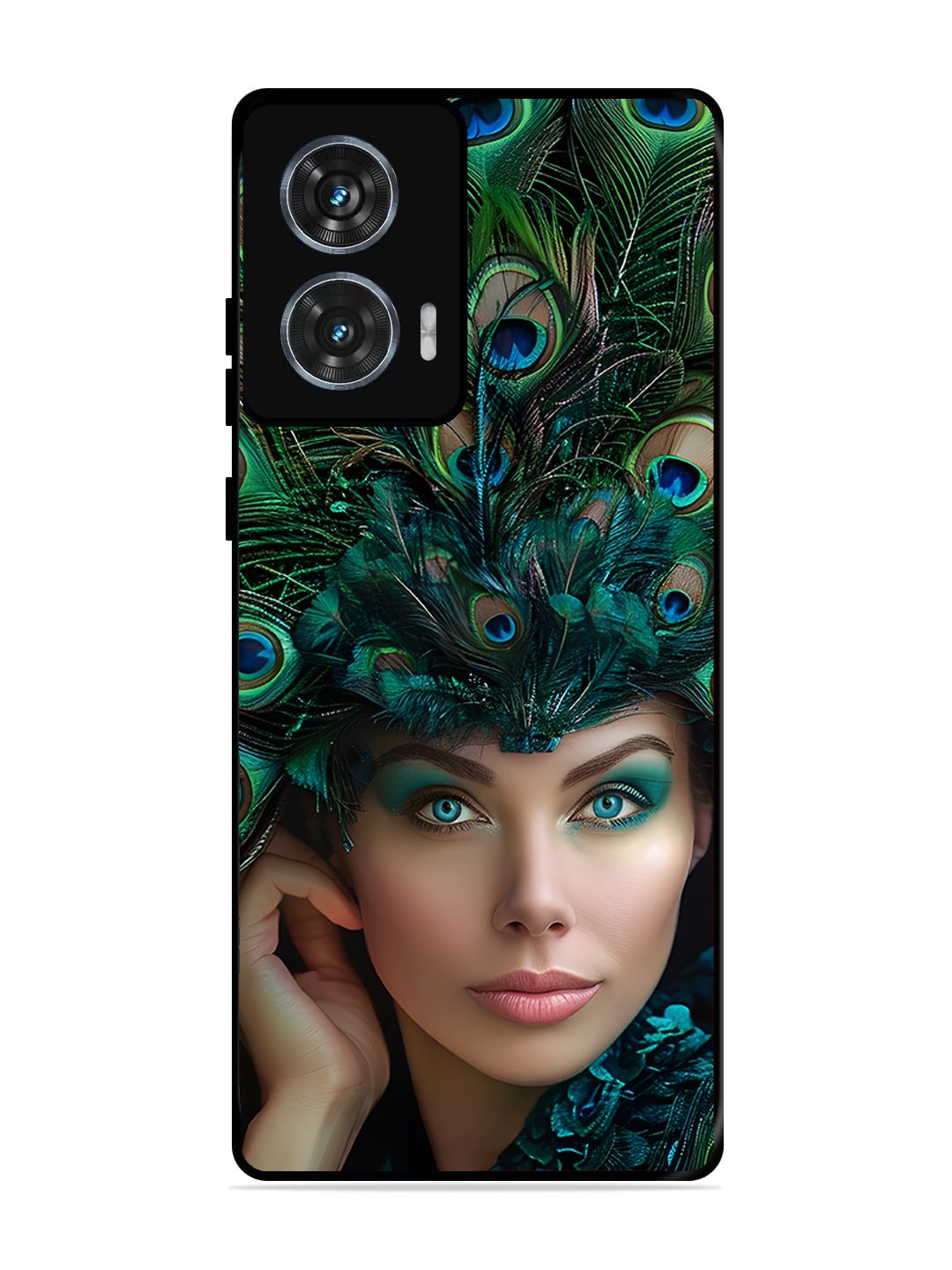 Motorola Edge 50 Fusion Girl with peacock feather Crown