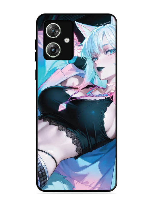 Motorola Moto G54 5G anime girl fox headpohone white Hair