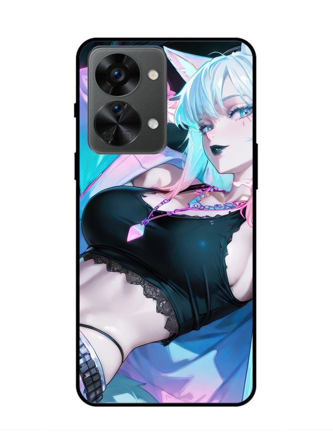 OnePlus nord 2t 5g anime girl fox headpohone white Hair