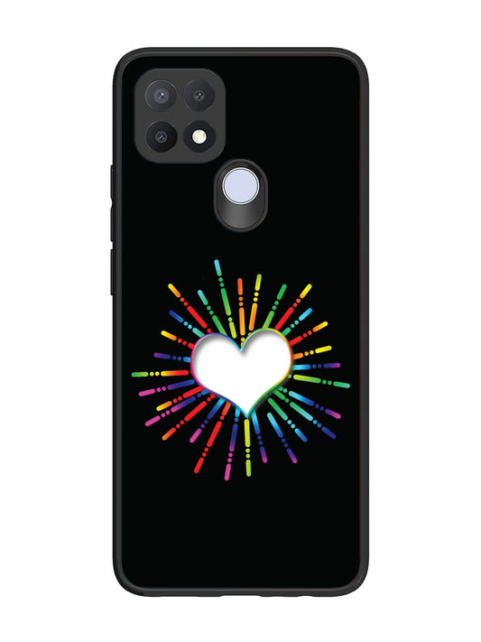Oppo A15 Colourful Heart on Black