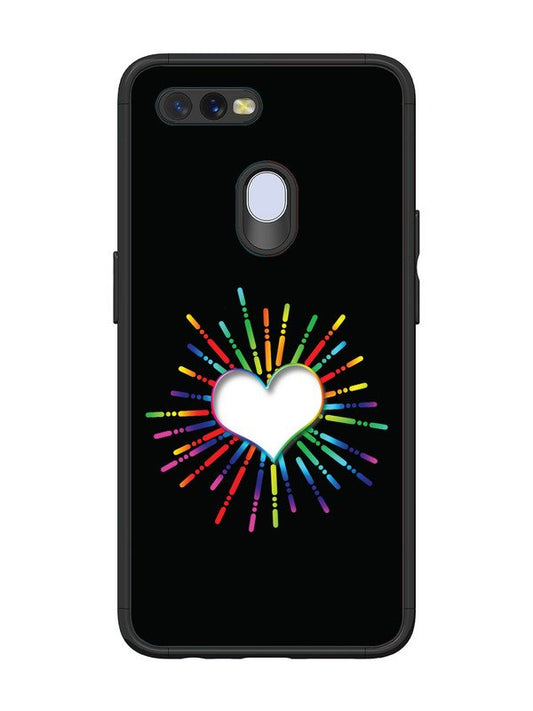 Oppo A7 Colourful Heart on Black