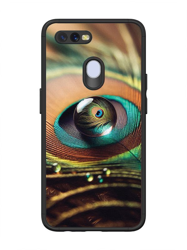 Oppo A7 Water Drop On Peacock Feather