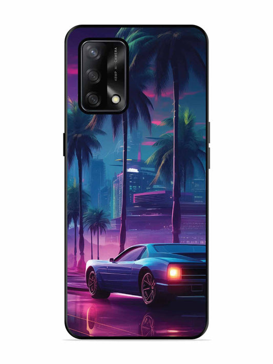 Oppo F19 sunset-sports-car-city-palm-trees