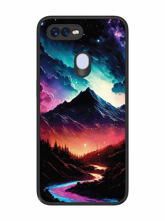 Oppo F9 mountain-valley-Colorful-cloud-at-night