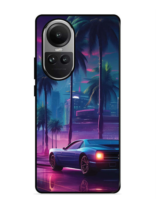 Oppo RENO 10 Pro 5G sunset-sports-car-city-palm-trees