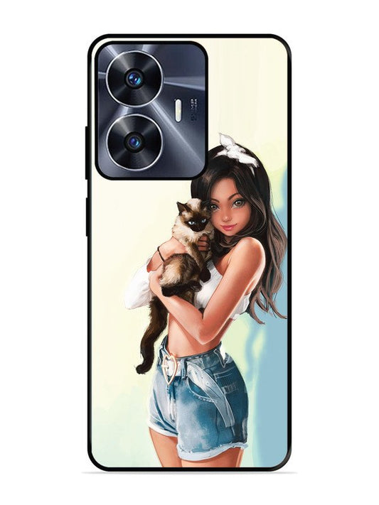 realme c55 Cute Girl with Cat