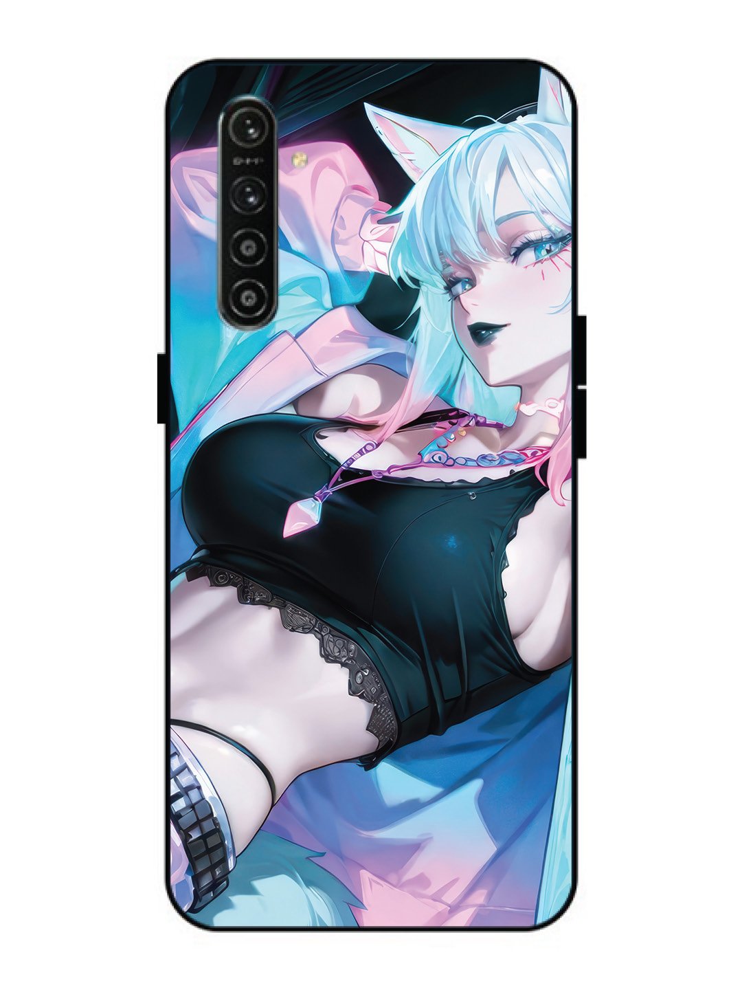 realme XT anime girl fox headpohone white Hair