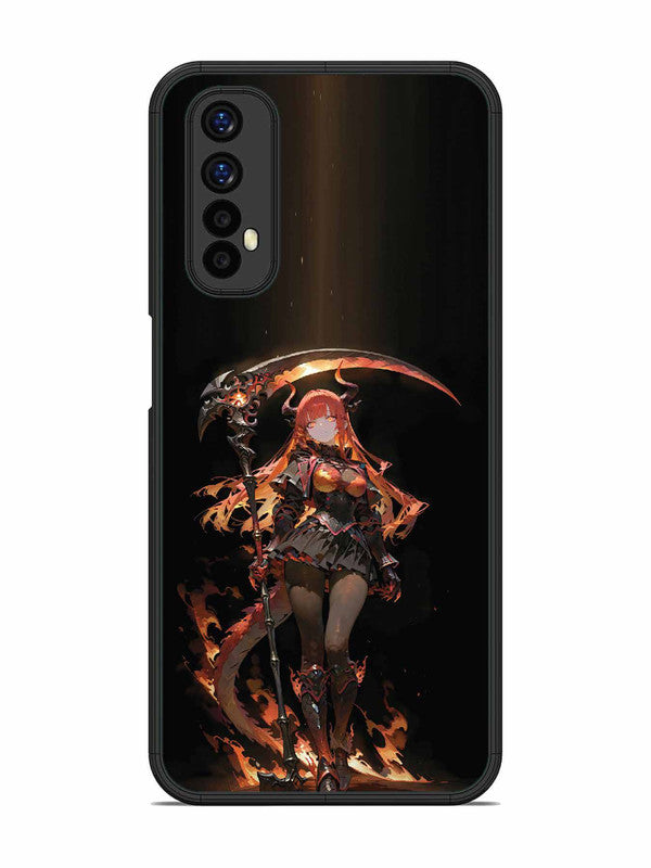 Realme Narzo 20 Pro anime-girl-sycthe-red-hair-horn