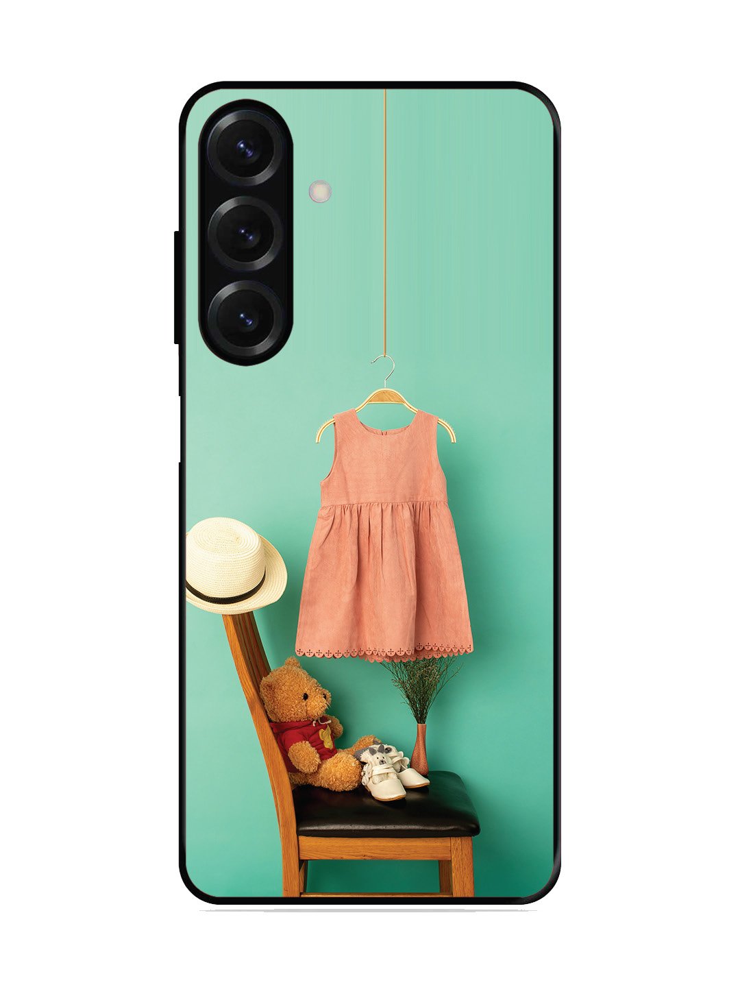 Samsung Galaxy A04s Trendy dress for girl near toy bear