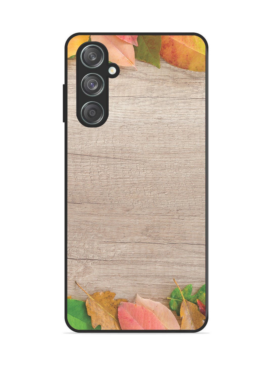 Samsung Galaxy F15 5g Autumn Leafs On Wooden Table