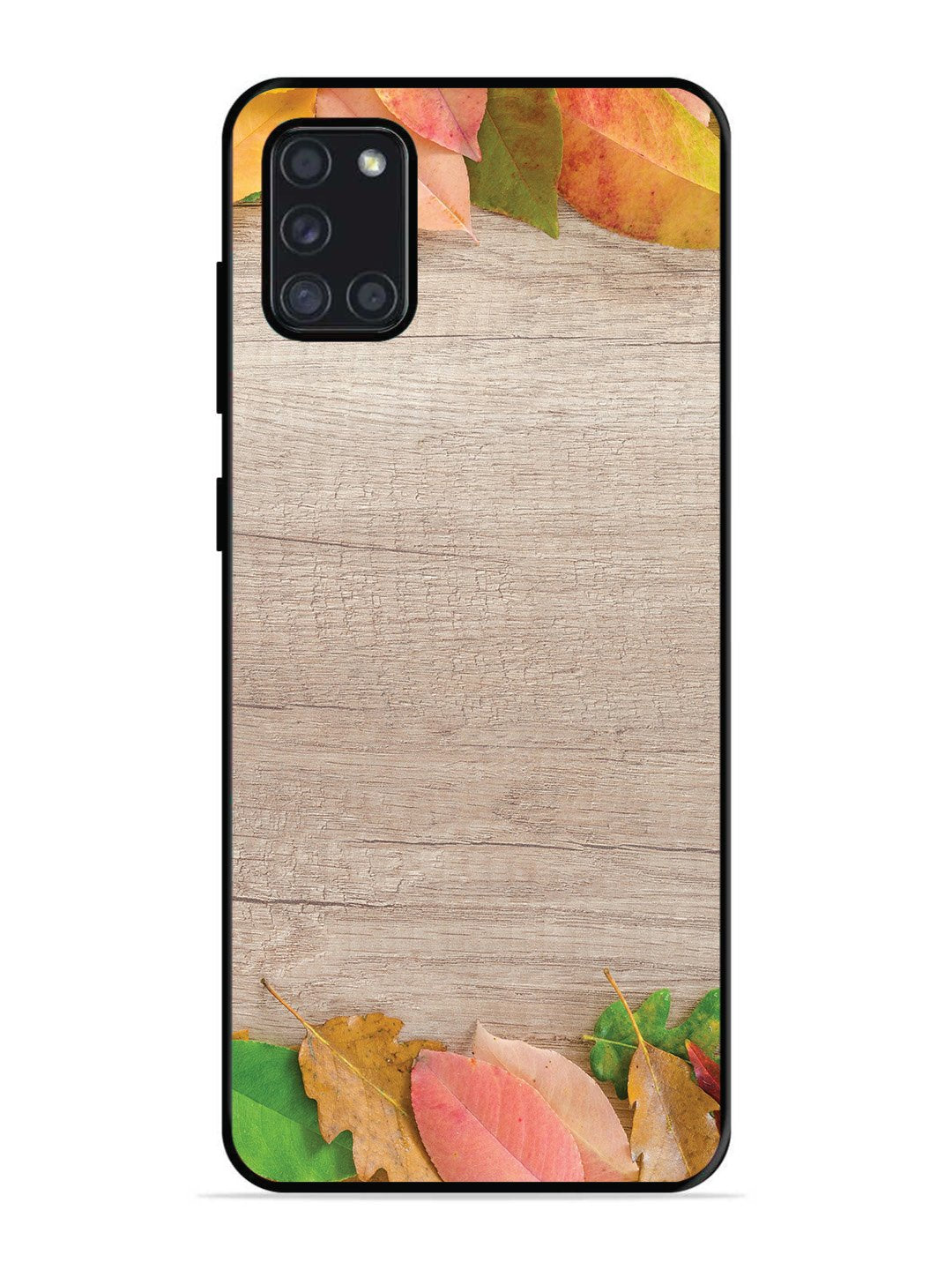 Samsung Galaxy A31 Autumn Leafs On Wooden Table