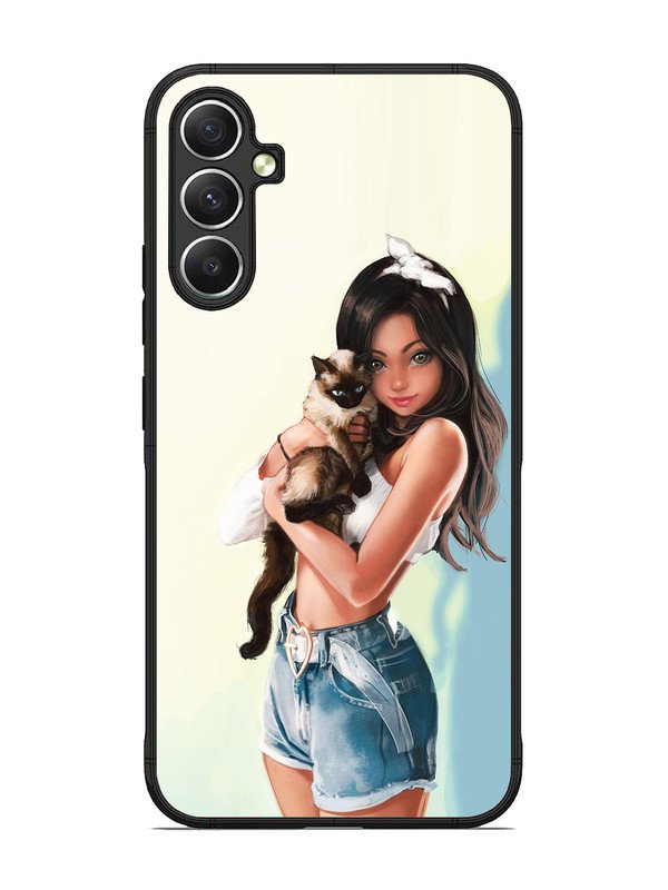 Samsung galaxy a34 5g Cute Girl with Cat