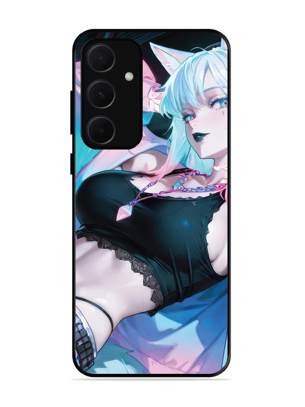 Samsung galaxy a35 5g anime girl fox headpohone white Hair