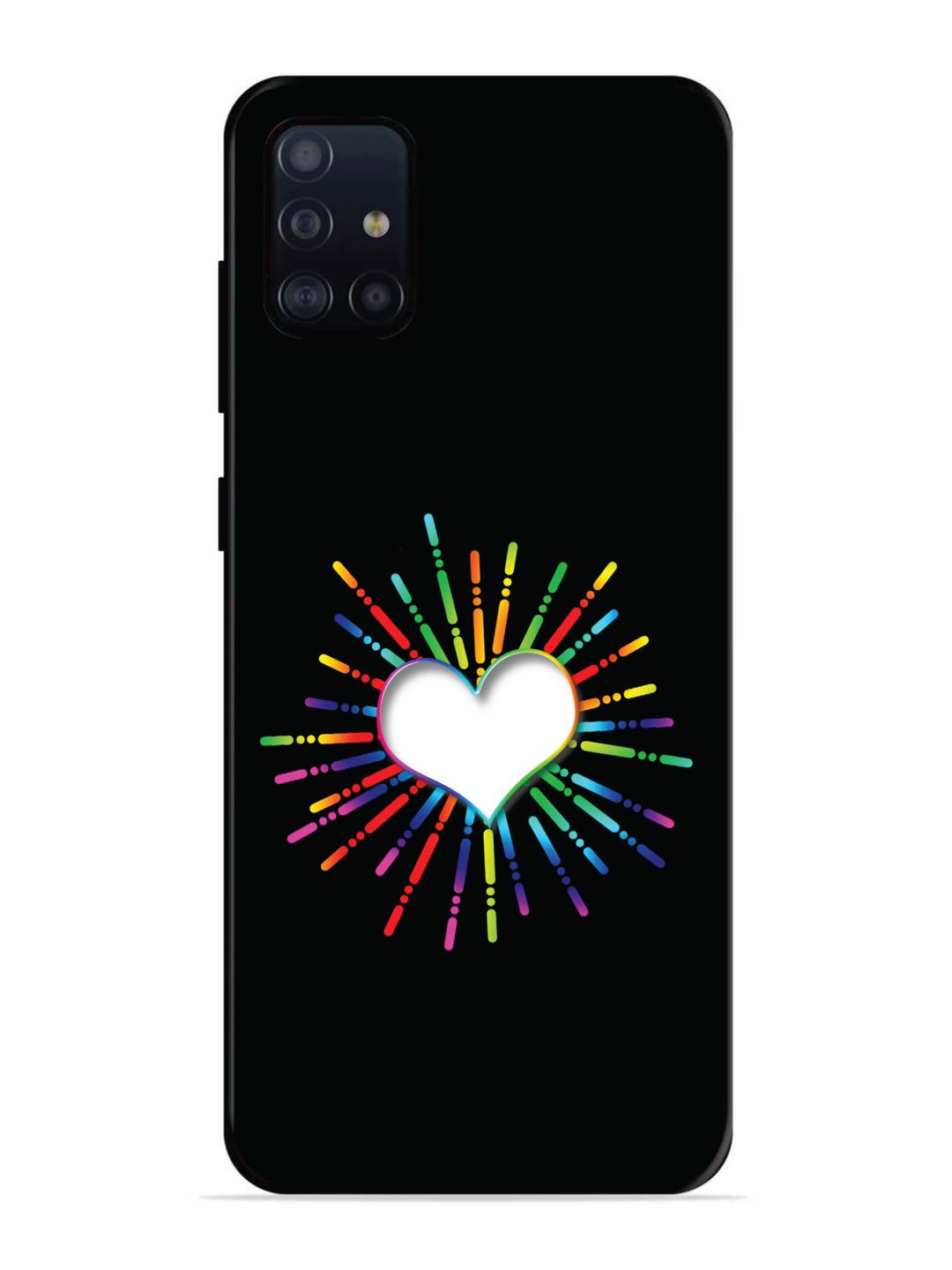 Samsung Galaxy A71 Colourful Heart on Black