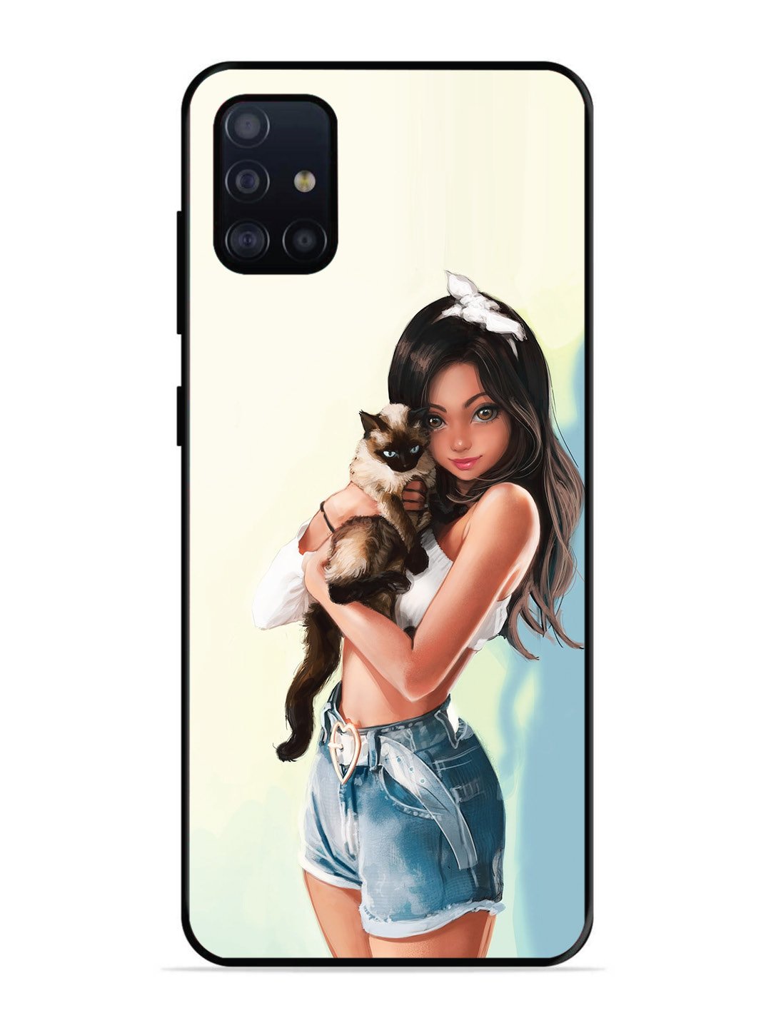 Samsung Galaxy A71 Cute Girl with Cat