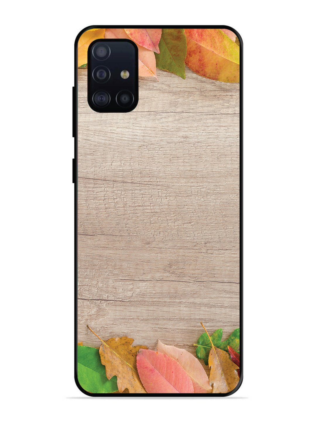 Samsung Galaxy A71 Autumn Leafs On Wooden Table