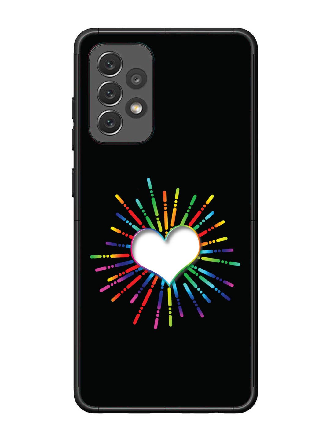 Samsung Galaxy A72 Colourful Heart on Black