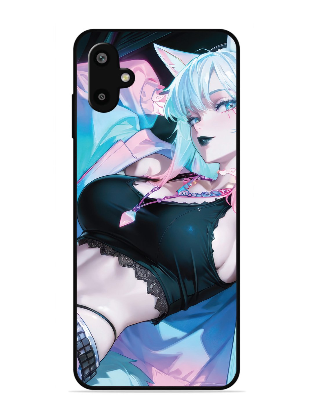 Samsung Galaxy F06 anime girl fox headpohone white Hair