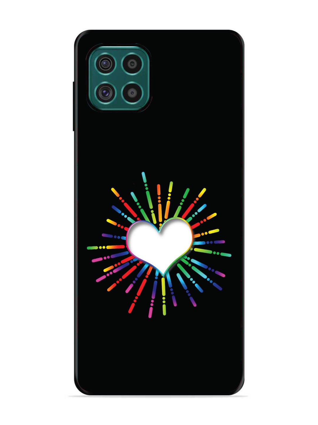Samsung Galaxy F62 Colourful Heart on Black