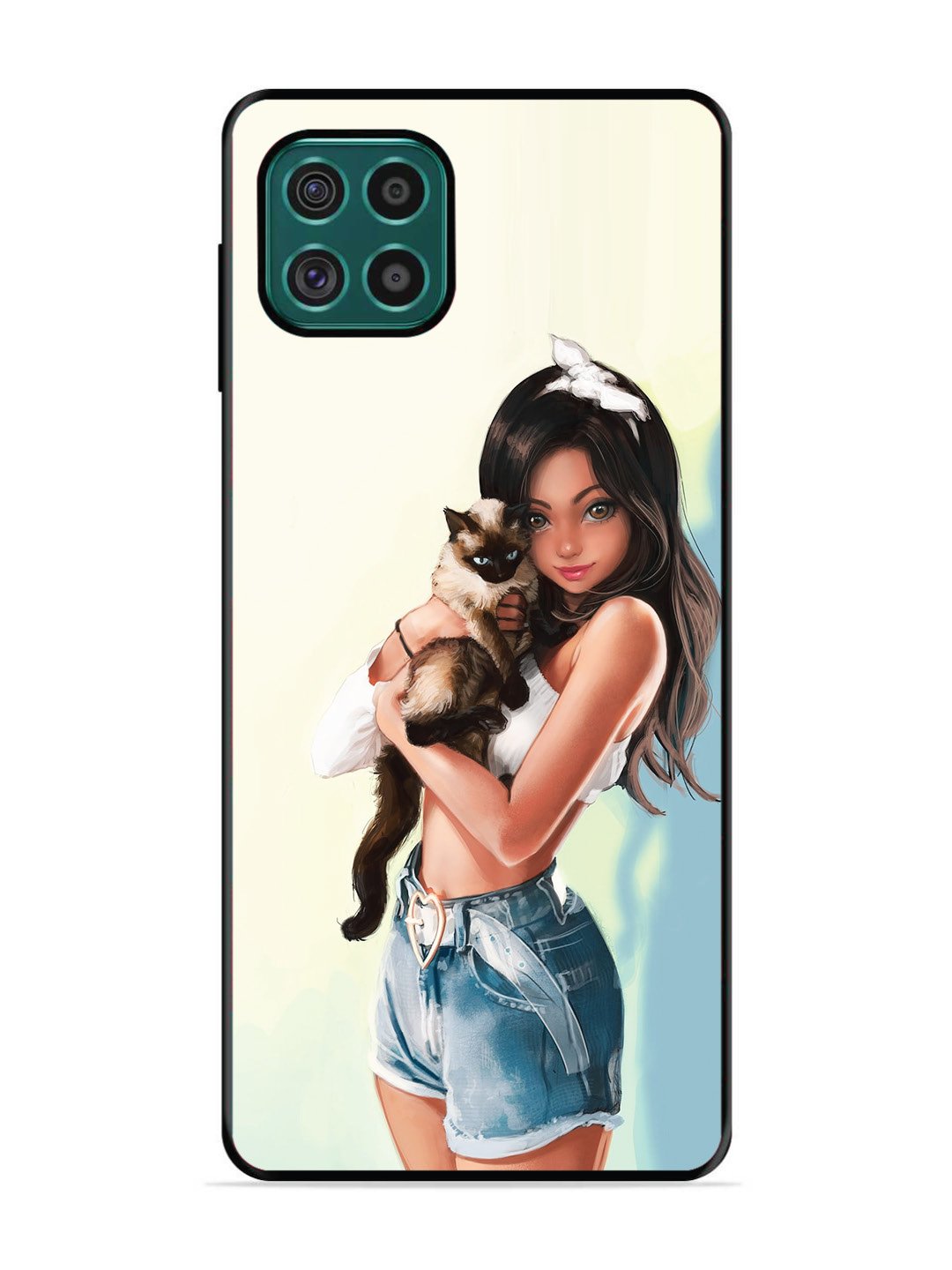 Samsung Galaxy F62 Cute Girl with Cat