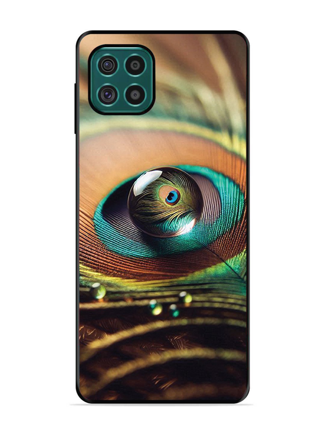 Samsung Galaxy F62 Water Drop On Peacock Feather