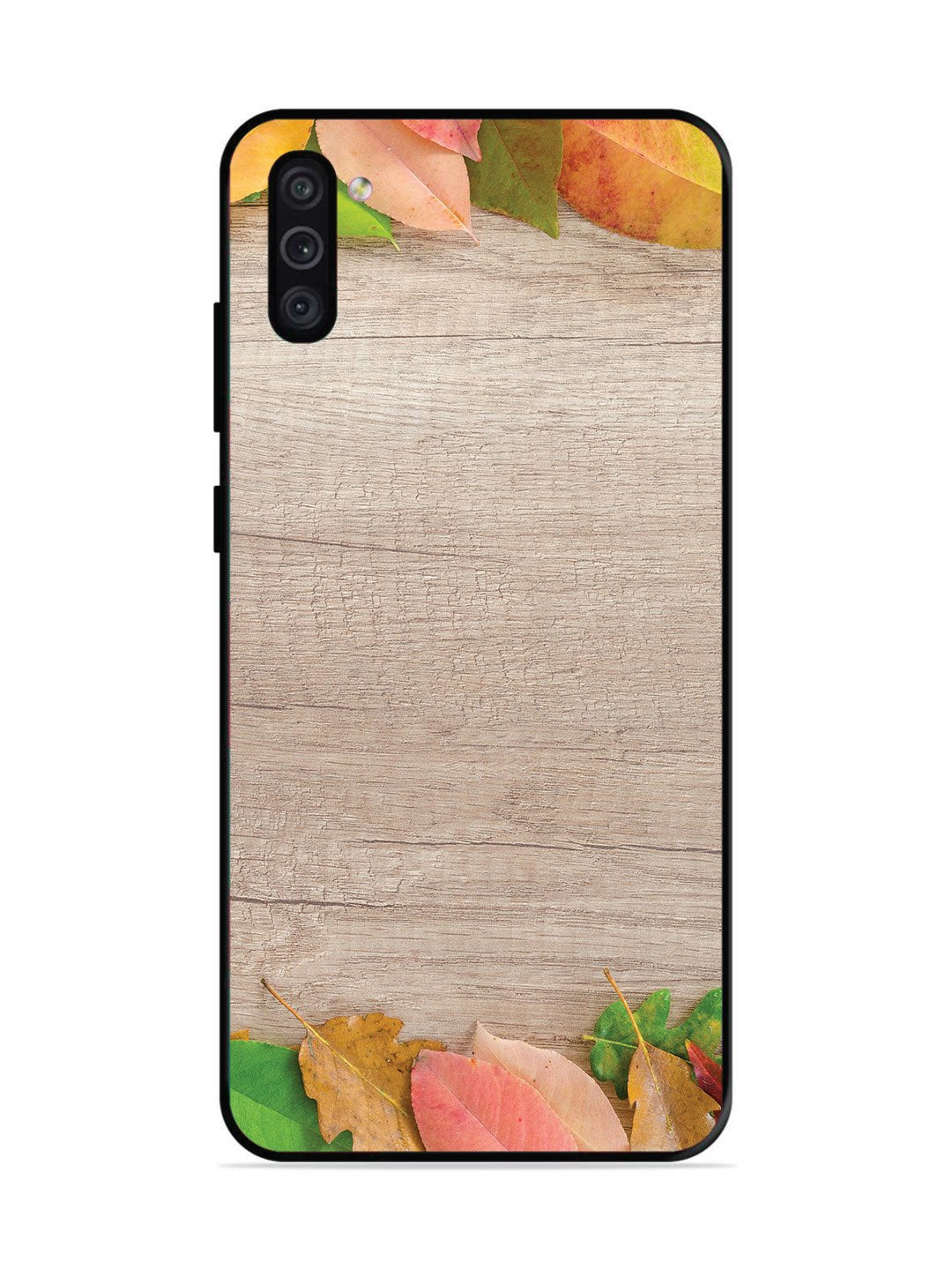 Samsung Galaxy M11 Autumn Leafs On Wooden Table