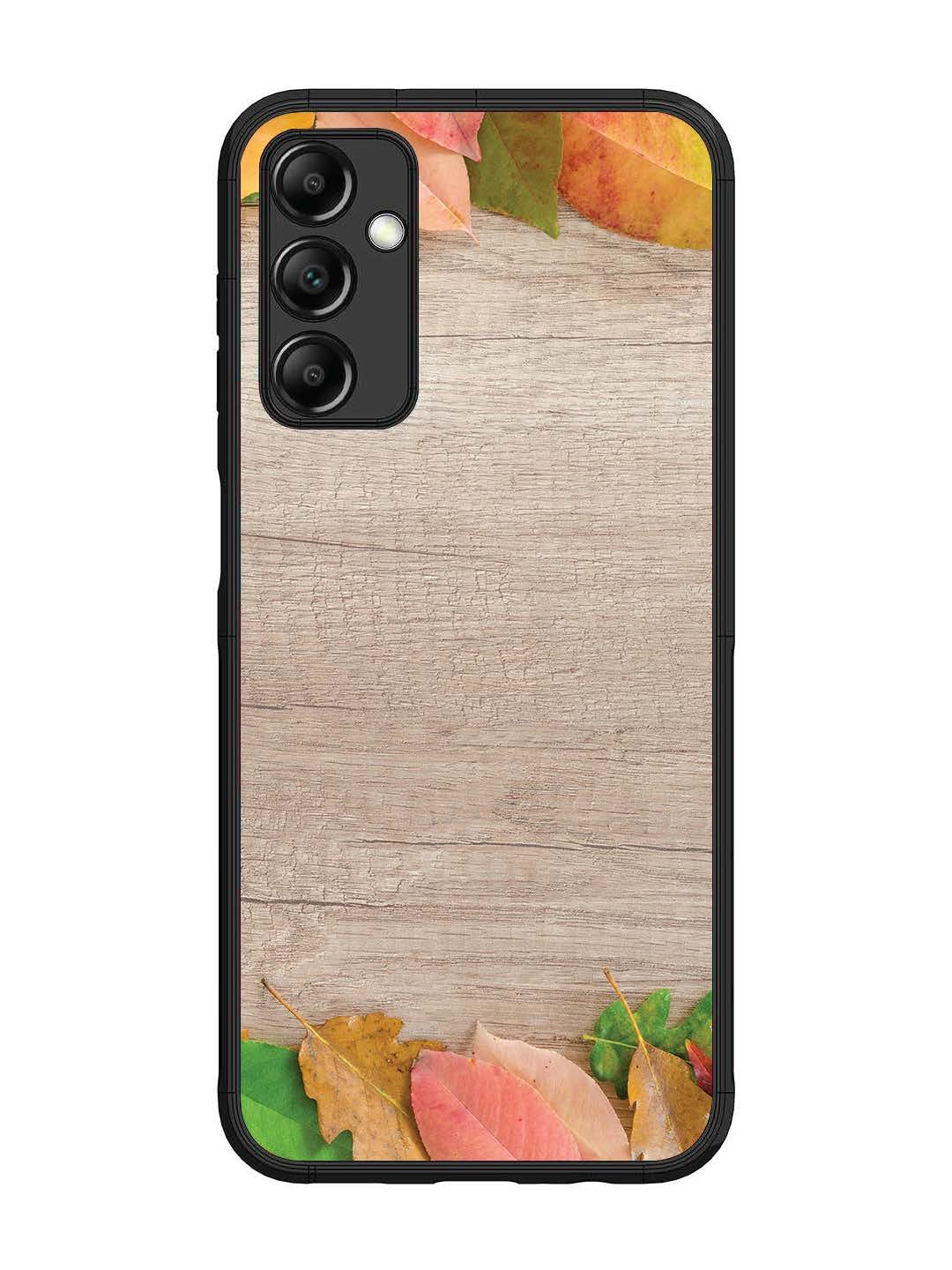 Samsung Galaxy M14 5G Autumn Leafs On Wooden Table