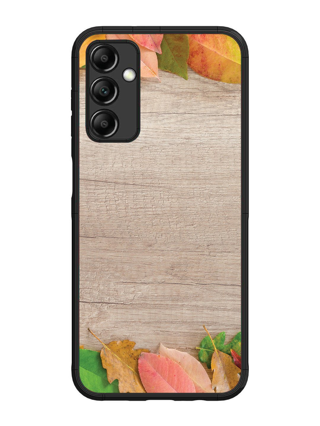Samsung Galaxy M14 5G Autumn Leafs On Wooden Table