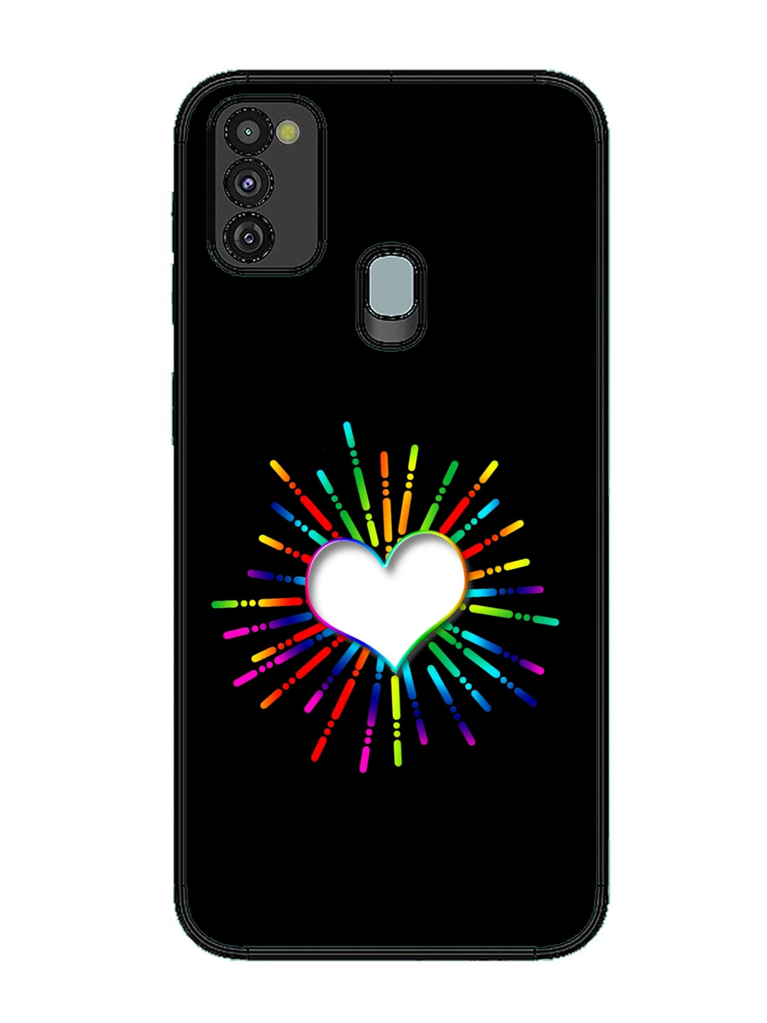 Samsung Galaxy M30s Colourful Heart on Black