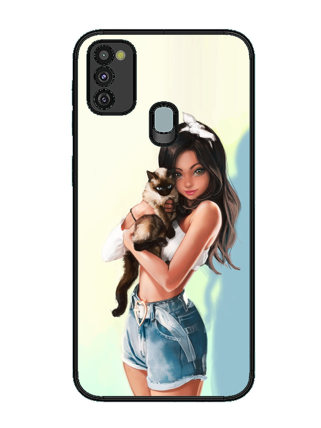 Samsung Galaxy M30s Cute Girl with Cat