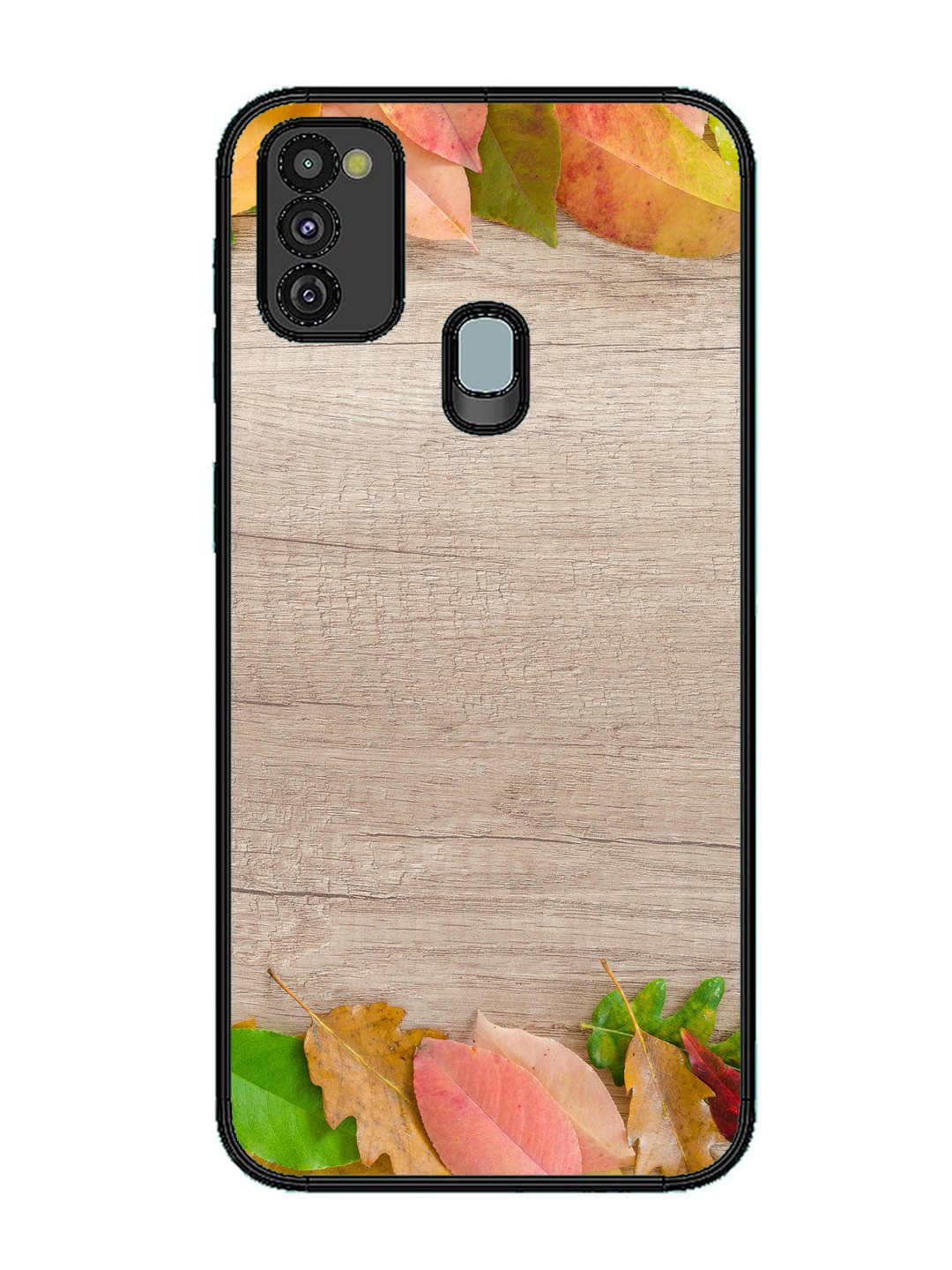 Samsung Galaxy M30s Autumn Leafs On Wooden Table