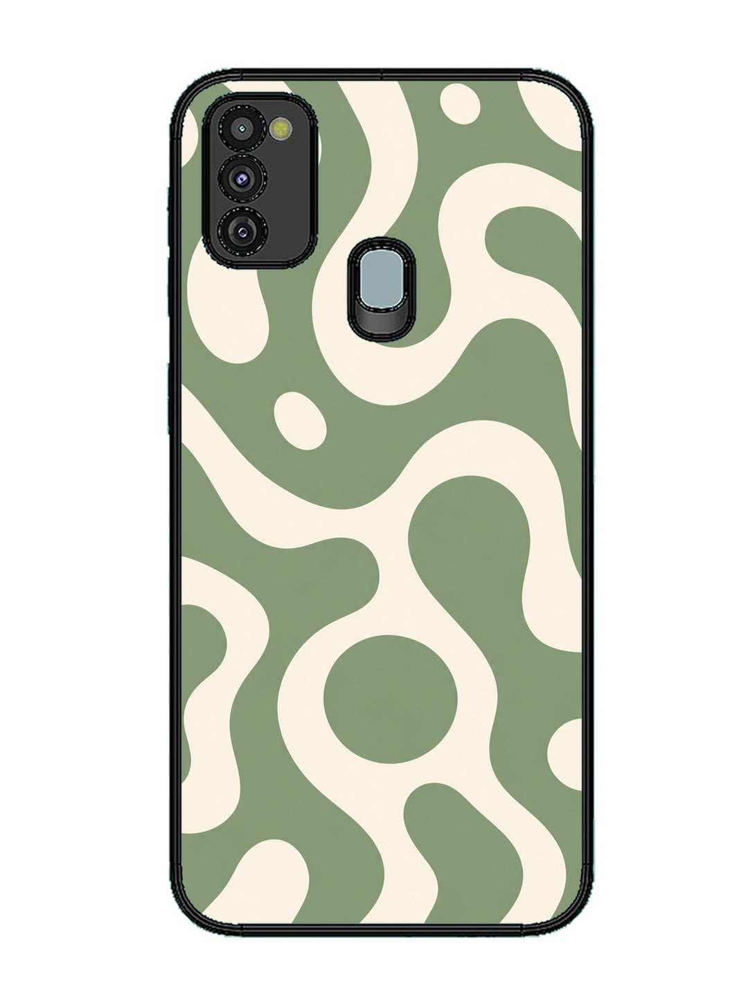 Samsung Galaxy M30s Fluid wave pattern Dark Sage Green