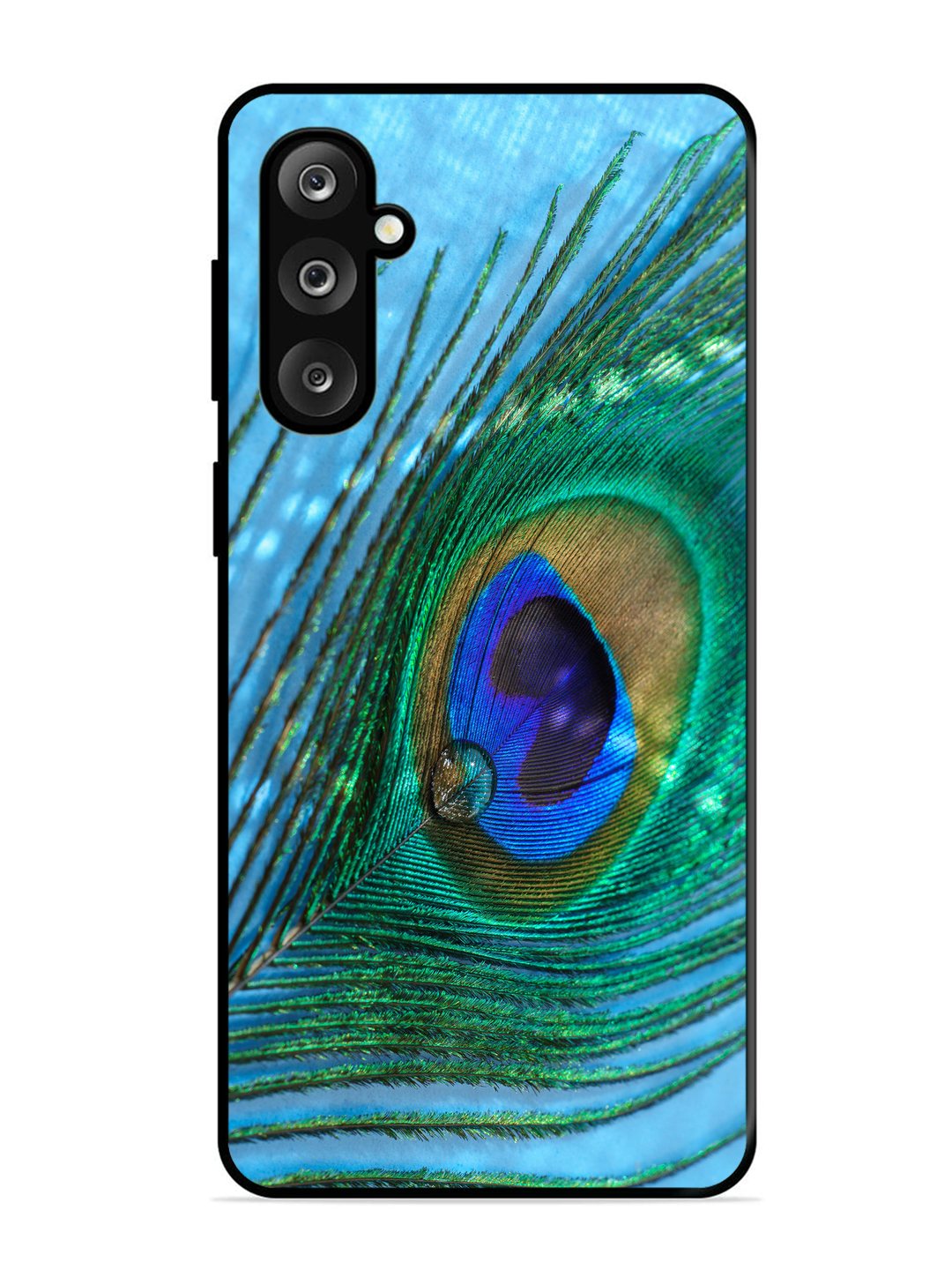 Samsung Galaxy M36 5G A drop on Peacock Feather