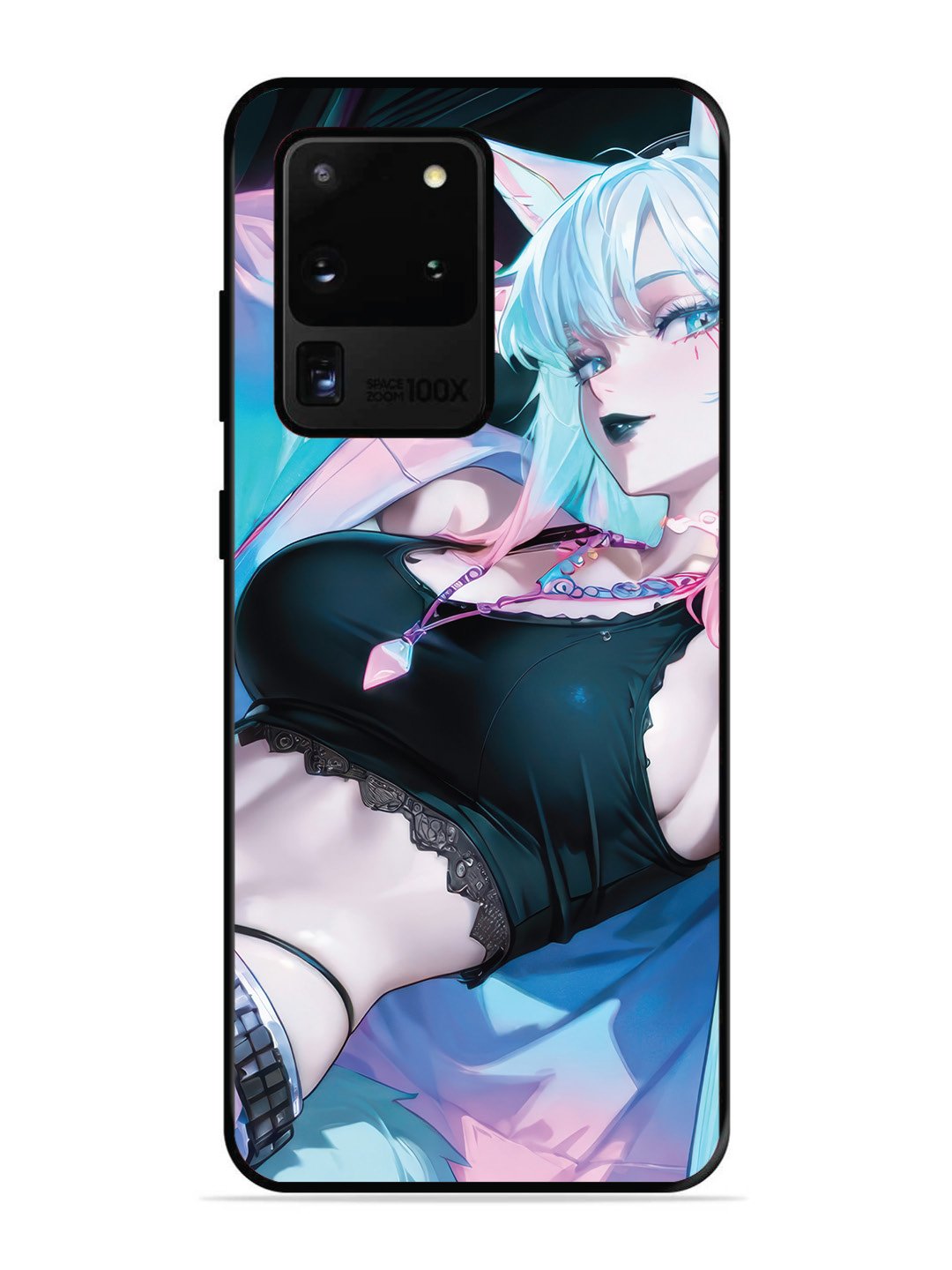Samsung GALAXY S20 ULTRA anime girl fox headpohone white Hair