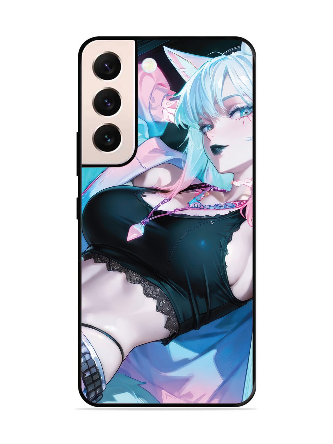 Samsung GALAXY S21 FE 5G anime girl fox headpohone white Hair