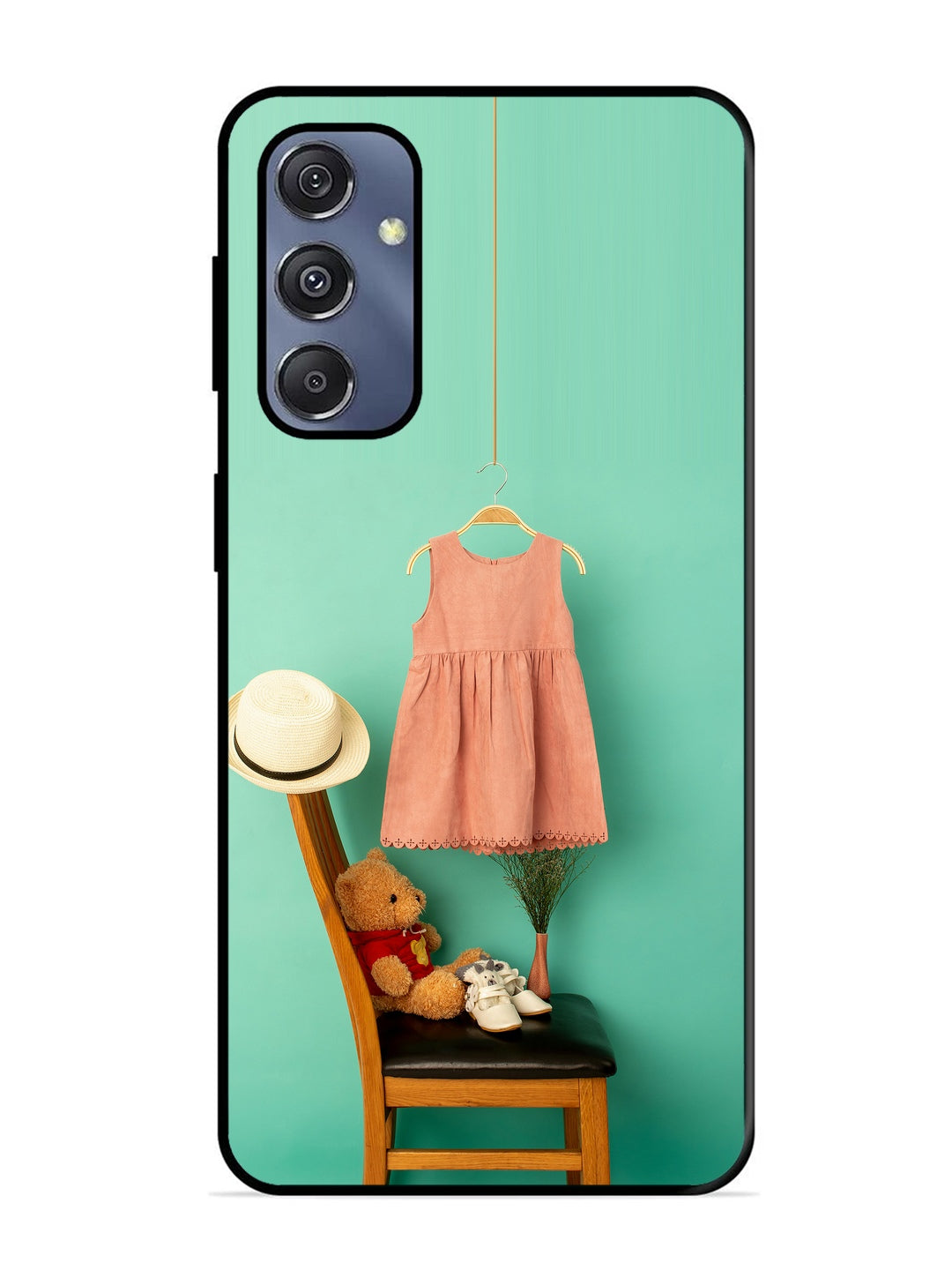 Samsung Galaxy S23 FE Trendy dress for girl near toy bear