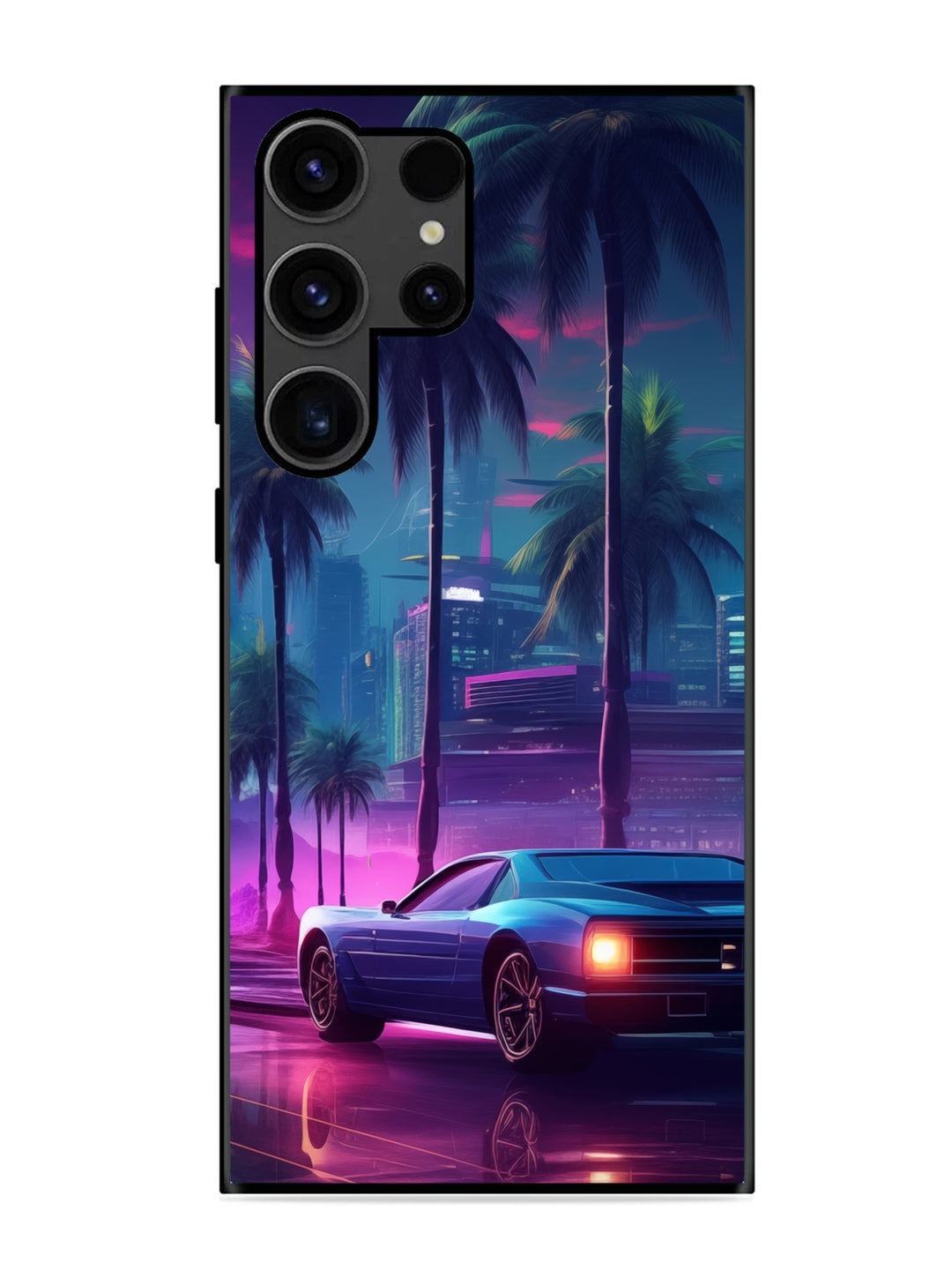 Samsung Galaxy S23 Ultra sunset-sports-car-city-palm-trees