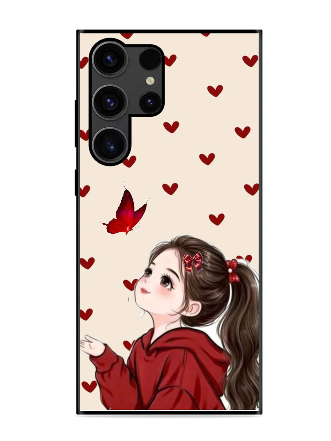 Samsung Galaxy S23 Ultra Beautiful girl with red butterfly