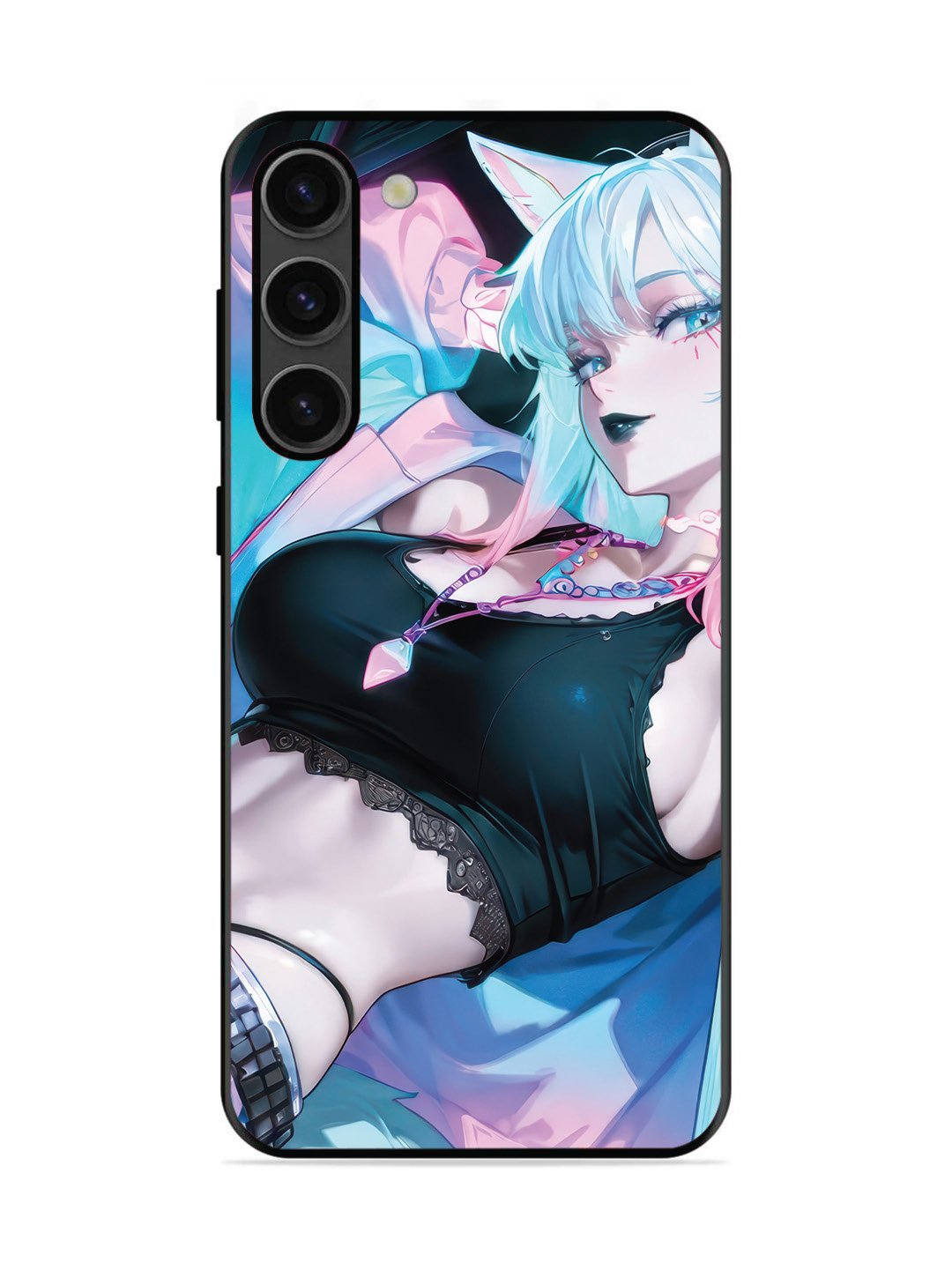 Samsung GALAXY S23 5G anime girl fox headpohone white Hair