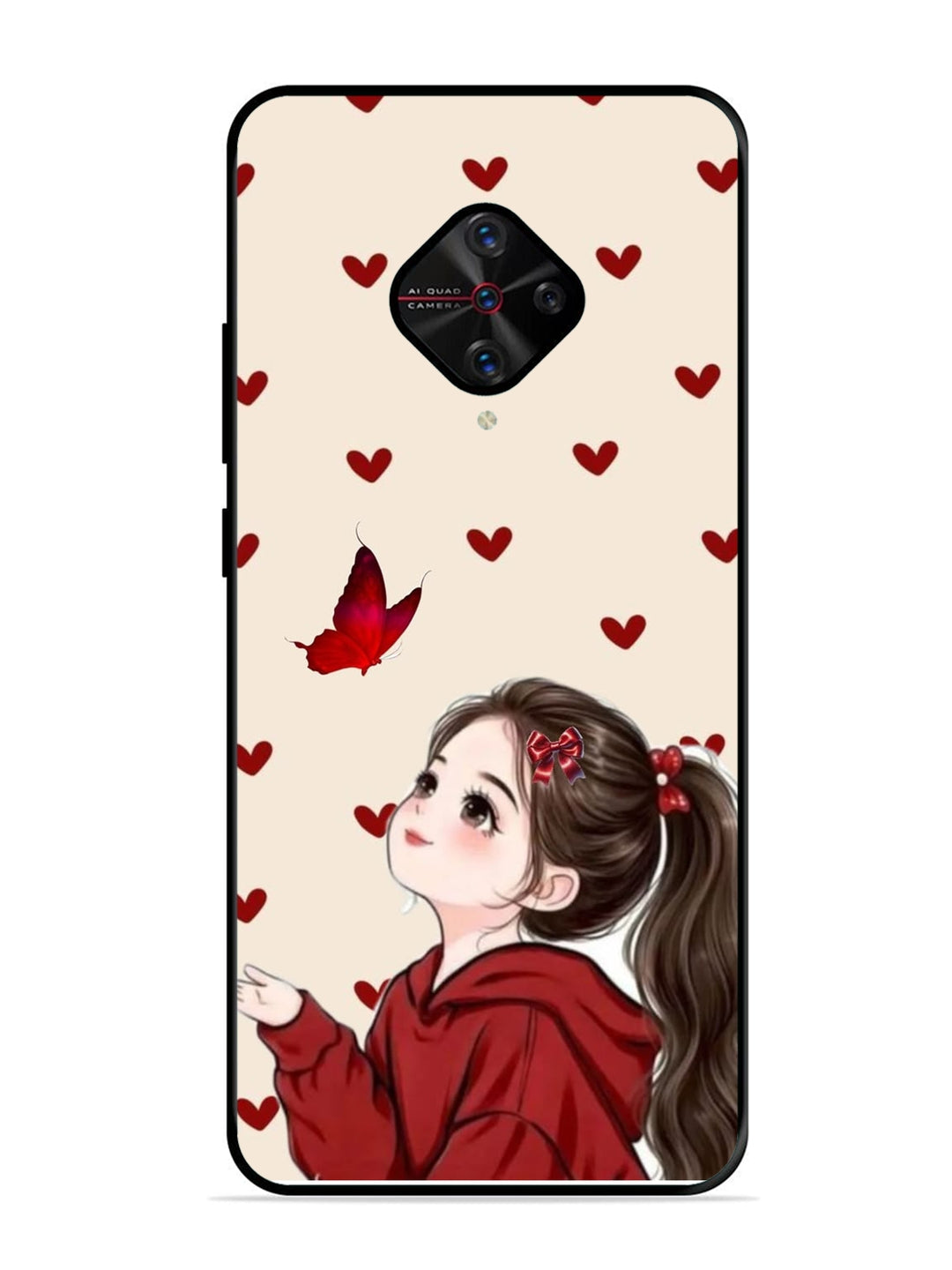 Vivo S1 Pro Beautiful girl with red butterfly