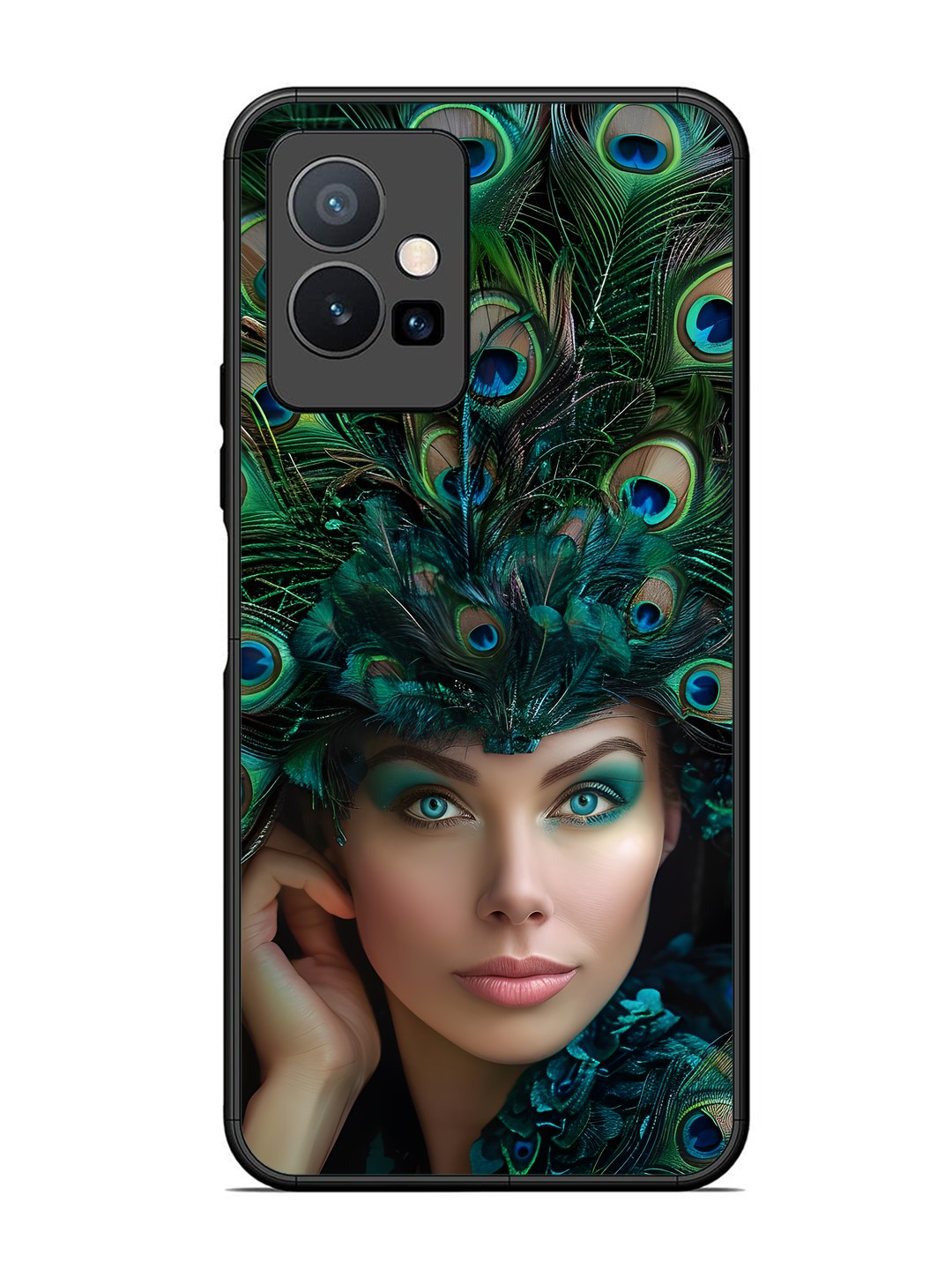 Vivo T1 5G Girl with peacock feather Crown