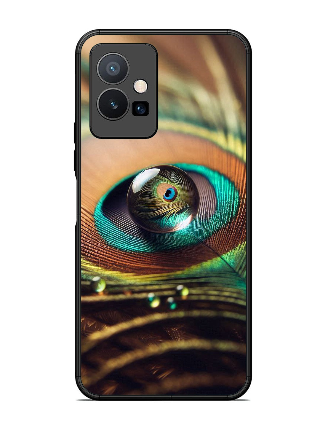 Vivo T1 5G Water Drop On Peacock Feather