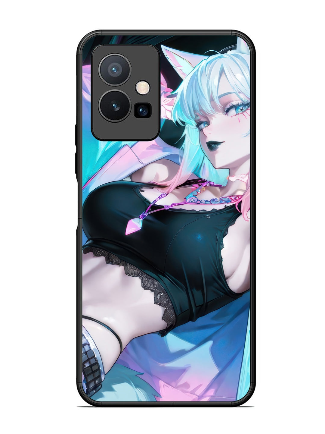 Vivo T1 5G anime girl fox headpohone white Hair