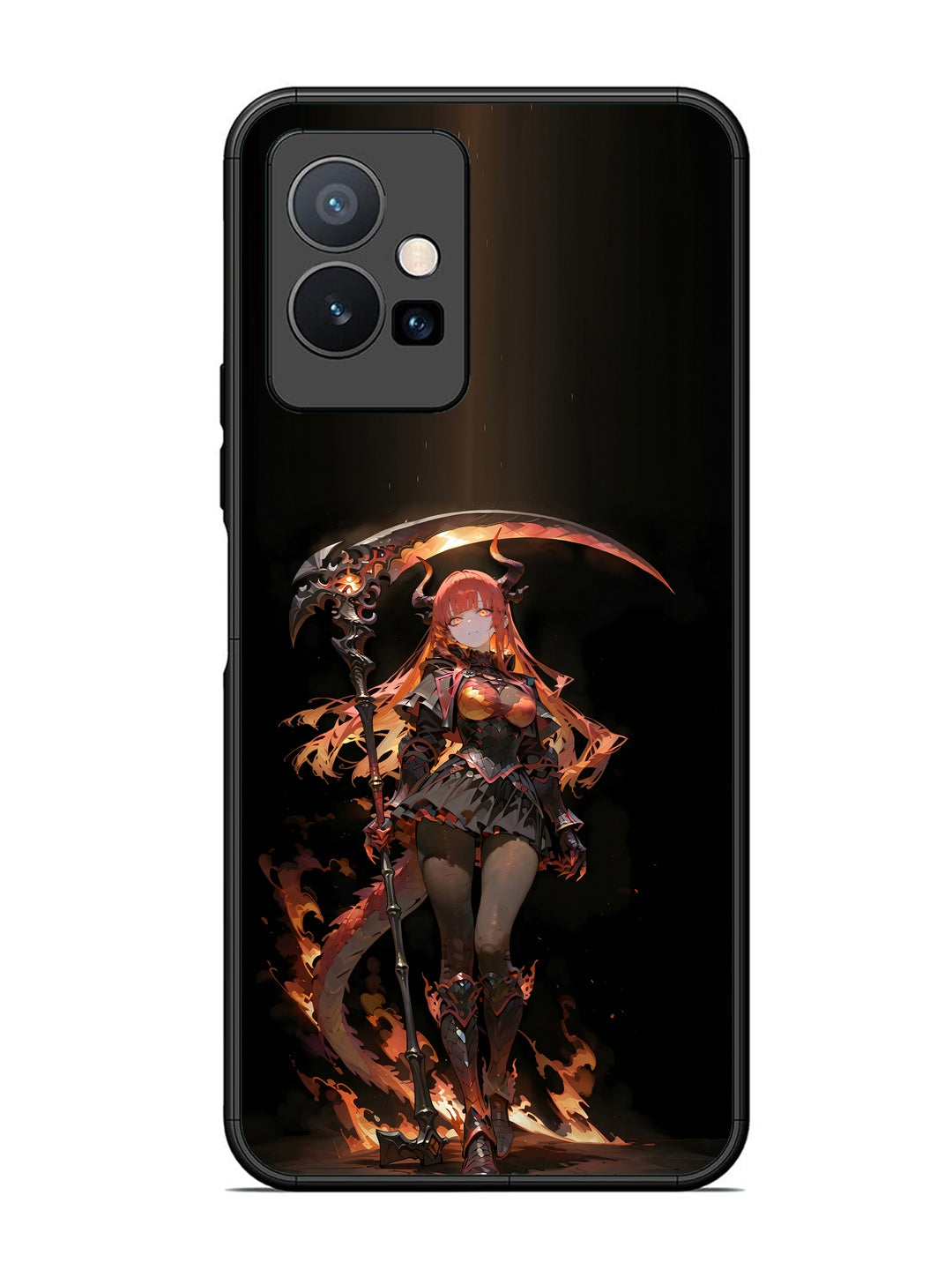 Vivo T1 5G anime-girl-sycthe-red-hair-horn