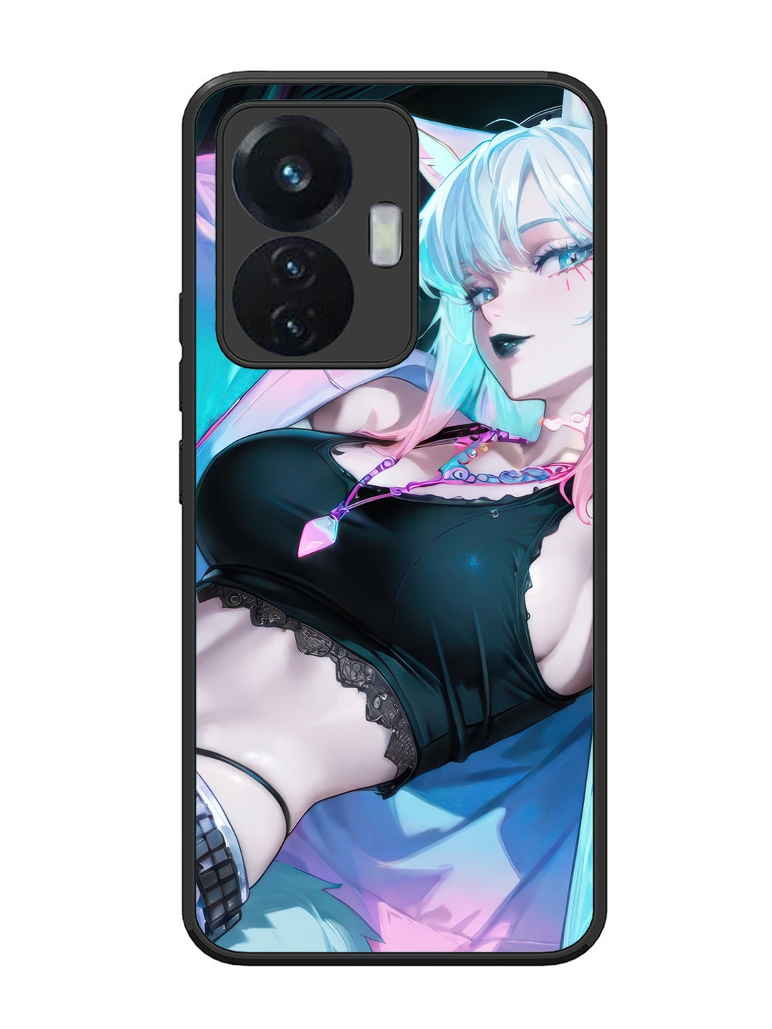 Vivo T1 44W anime girl fox headpohone white Hair