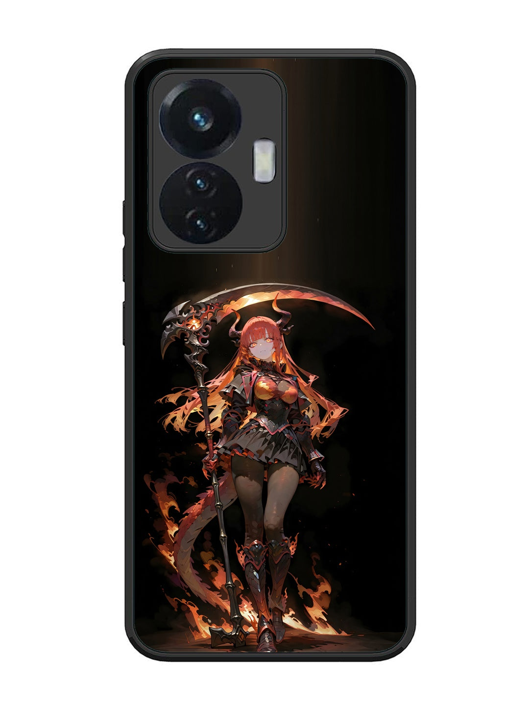 Vivo T1 44W anime-girl-sycthe-red-hair-horn