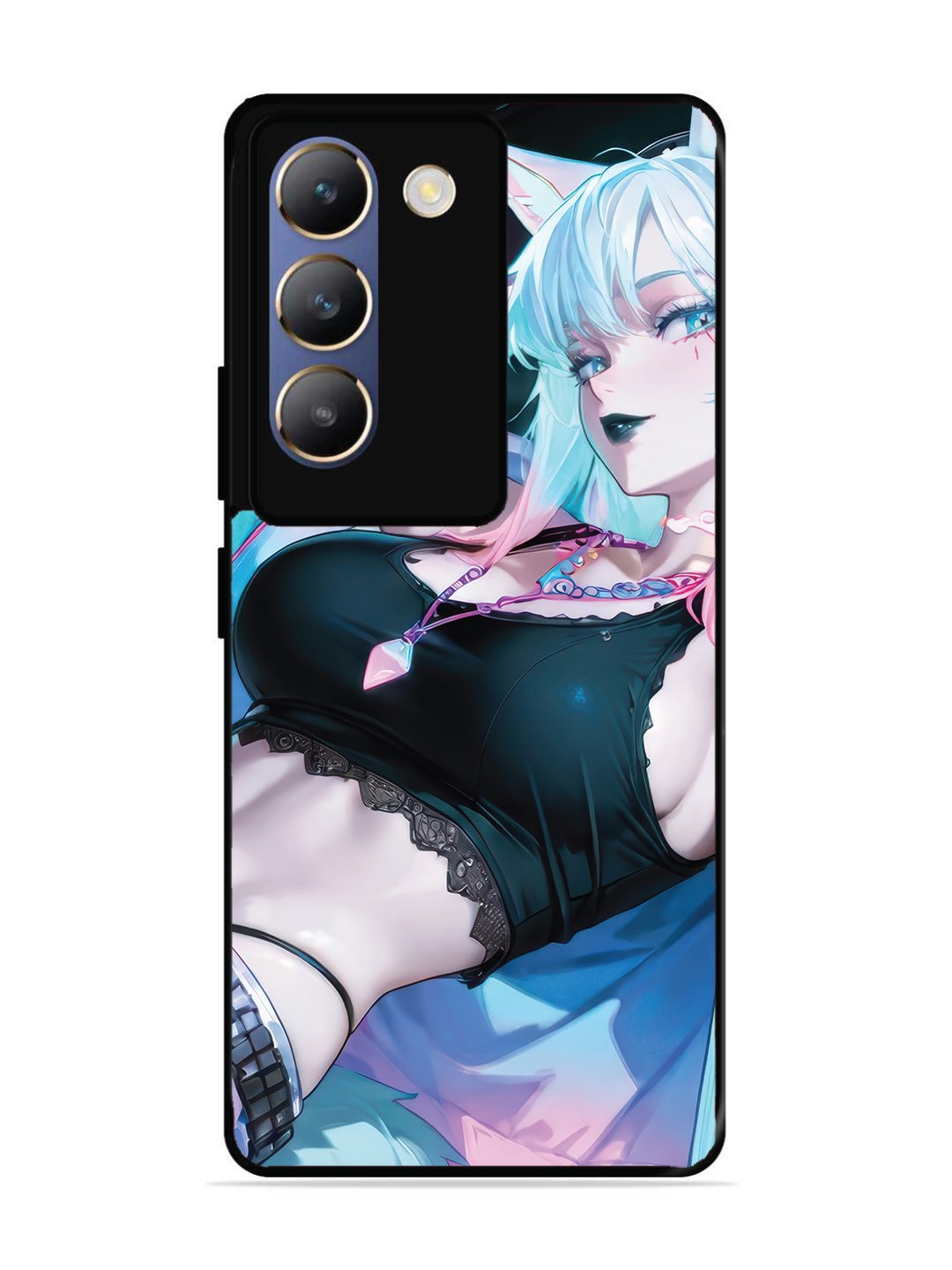 Vivo Y200E 5G anime girl fox headpohone white Hair